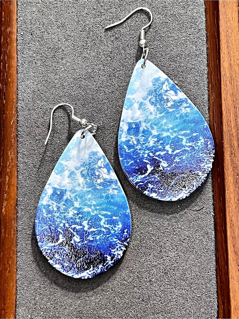 Blue & White Teardrop Earrings